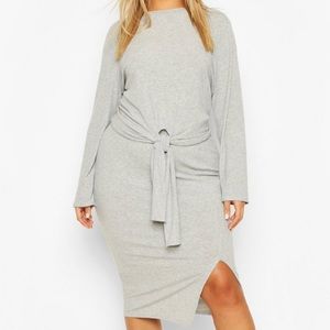 Boohoo Ribbed Knit Tie Front Skirt Set, US20, NWT